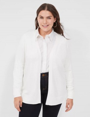 Cardigan γυναικεια Lane Bryant Modern Long-Sleeve Open-Front ασπρα | NWD5869OK