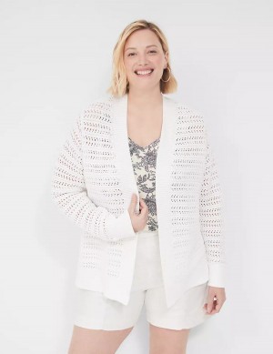 Cardigan γυναικεια Lane Bryant Open-Front Stitch ασπρα | ZUR5337OM