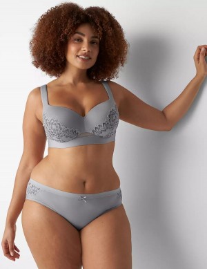 Hipster Panty γυναικεια Lane Bryant No-Show With Satin Lace γκρι | NVR6050PE