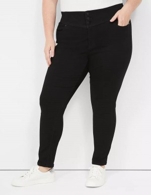 Jeggings γυναικεια Lane Bryant High-Rise Sateen 3-Button μαυρα | FDI9675UL