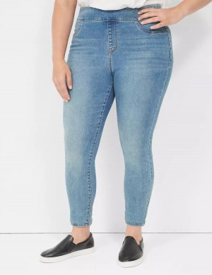 Jeggings γυναικεια Lane Bryant High-Rise Sateen Pull-On μπλε | RGK3419UM