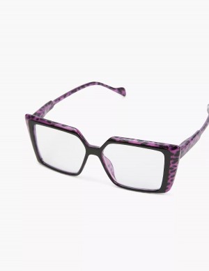 Γυαλια γυναικεια Lane Bryant Black & Purple Cheetah Print Cateye Reading μωβ | QXC6432OA