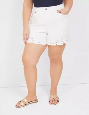 Σορτσ γυναικεια Lane Bryant Boyfriend Fit Jean With Embroidered Hem ασπρα | WYN4386UG