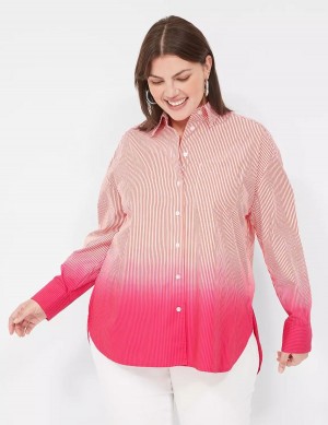 πουκαμισα γυναικεια Lane Bryant Button-Down Boyfriend ροζ | RMN5941UG