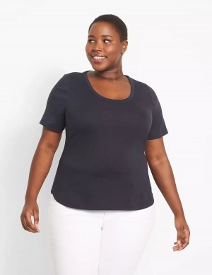 μπλουζακια γυναικεια Lane Bryant Classic Perfect Sleeve Scoop-Neck Tee μπλε | GWU9476WW