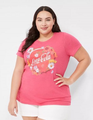 μπλουζακια γυναικεια Lane Bryant Coca-Cola Graphic Tee ροζ | OLB7444VH