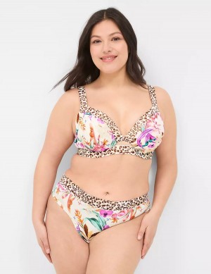 Μπραλέτες γυναικεια Lane Bryant Comfort Bliss Lightly Lined Plunge ασπρα Πολύχρωμο | TST6287FP