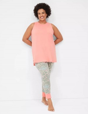 Πιζάμες γυναικεια Lane Bryant Comfy Cotton Pocket Tunic & Legging PJ Set γκρι | BRL54KE