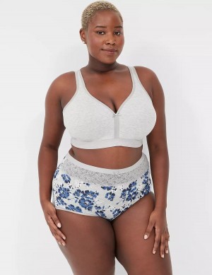 Κιλότα γυναικεια Lane Bryant Cotton High-Waist With Lace Waist μπλε γκρι | JEL4941ZK