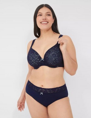 Μπραλέτες γυναικεια Lane Bryant Cotton Lightly Lined Full Coverage With Lace μπλε | KIR8829EI