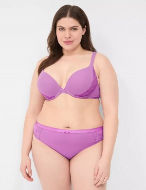 Στριγκάκι γυναικεια Lane Bryant Cotton With Lace Trim μωβ | SOH456AD