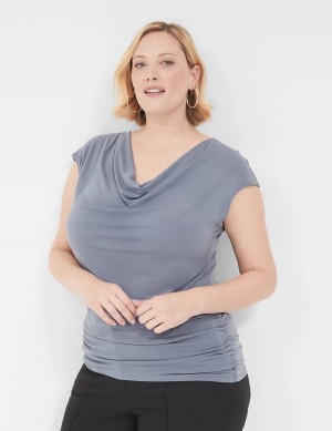 μπλουζακια γυναικεια Lane Bryant Cowlneck Shirred-Side Top γκρι | NEP514LE