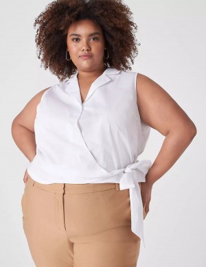 μπλουζακια γυναικεια Lane Bryant Crop Sleeveless Full-Wrap Top ασπρα | TPR484OE