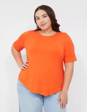 μπλουζακια γυναικεια Lane Bryant Curved-Hem Perfect Sleeve Tee ανοιχτο κοκκινα | NYS853RY