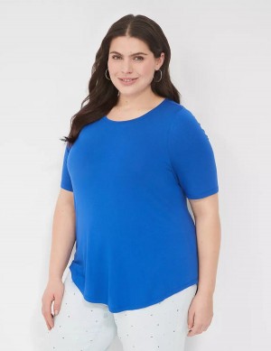 μπλουζακια γυναικεια Lane Bryant Curved-Hem Perfect Sleeve Tee μπλε | JCH8989XU