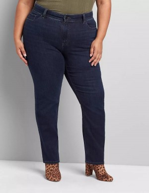 Τζιν γυναικεια Lane Bryant Curvy Fit High-Rise Straight σκούρο μπλε | RMP215IL