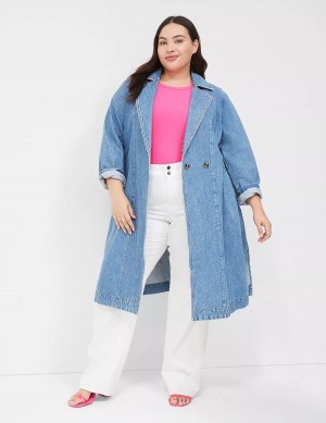 Καμπαρντινα γυναικεια Lane Bryant Denimed Trench μπλε | NDZ3525SR