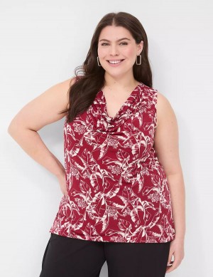 μπλουζακια γυναικεια Lane Bryant Drape-Neck Shell μπορντο | GHC231CQ