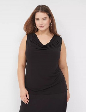 μπλουζακια γυναικεια Lane Bryant Drape-Neck Shell μαυρα | ZQM1976BY