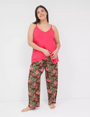 Πιζάμες γυναικεια Lane Bryant DreamyCool Cami & Block Pant PJ Set ροζ Πολύχρωμο | RGU2413LO