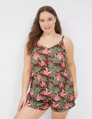 Πιζάμες γυναικεια Lane Bryant Dreamy Cool Cami & Short PJ Set πρασινο Πολύχρωμο | AJA3017WI