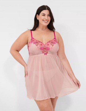 Φορεμα γυναικεια Lane Bryant Embroidered Babydoll ροζ ροζ | ERY3499YE