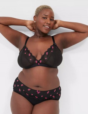 Μπραλέτες γυναικεια Lane Bryant Embroidered No-Wire Triangle μαυρα | XSH7499CX