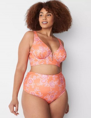 Κιλότα γυναικεια Lane Bryant Foldover-Waist High-Leg Swim ροζ | MEL807IQ