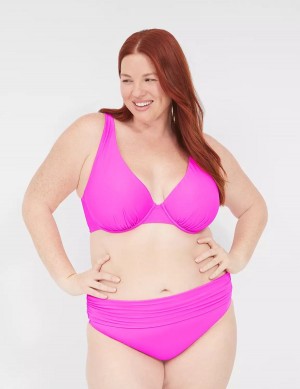 Κιλότα γυναικεια Lane Bryant Foldover-Waist Swim ροζ | JOQ2249JQ