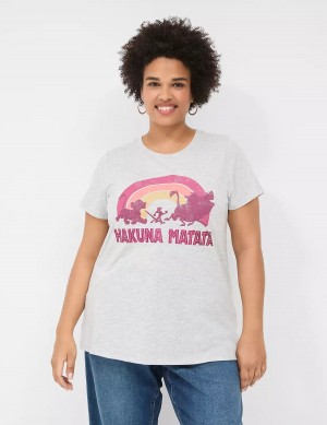 μπλουζακια γυναικεια Lane Bryant Hakuna Matata Graphic Tee γκρι | JNK6654HF