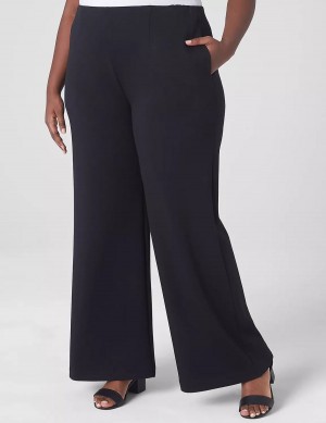 Παντελονι γυναικεια Lane Bryant Journey Knit High-Rise Wide Leg μαυρα | PHE9893ZP