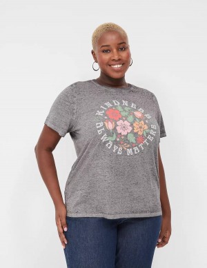 μπλουζακια γυναικεια Lane Bryant Kindness Always Matters Burnout Graphic Tee σκούρο γκρι | WWQ8660KN