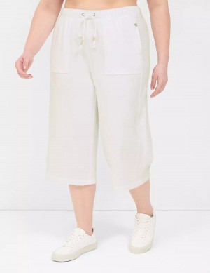 Παντελονι γυναικεια Lane Bryant LIVI French Terry Relaxed Straight Capri ασπρα | UMC7013RI