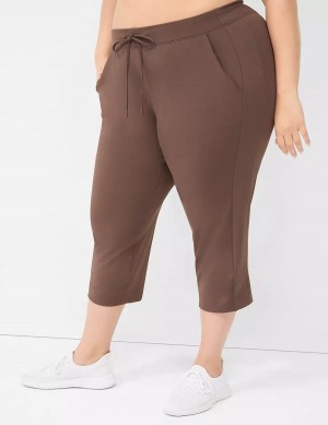 Παντελονι γυναικεια Lane Bryant LIVI Knit Capri σκούρο καφε | BAY7938UX