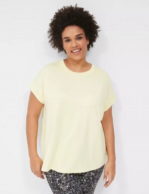 μπλουζακια γυναικεια Lane Bryant LIVI Soft Crew-Neck Recycled Tee κίτρινα | ARN6378RJ