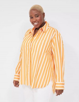 πουκαμισα γυναικεια Lane Bryant Long-Sleeve Button-Down Boyfriend πορτοκαλι | XAK1442JJ