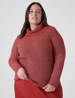 Πουλόβερ γυναικεια Lane Bryant Long-Sleeve Cowlneck Rib κοκκινα | ZGY6938WZ