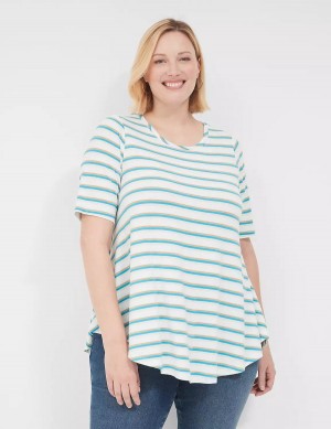 μπλουζακια γυναικεια Lane Bryant Lurex Max Swing Perfect Sleeve Crew-Neck Tee ασπρα | ENP3558RF