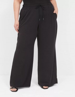 Παντελονι γυναικεια Lane Bryant Matte Jersey Pull-On Wide Leg μαυρα | BFS868EP