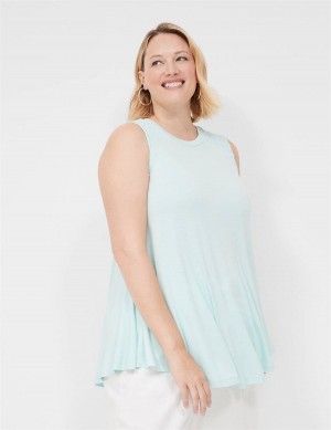 μπλουζακια γυναικεια Lane Bryant Max Swing High-Neck Smocked-Shoulder Tunic μπλε | WQM4558GN