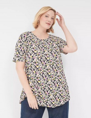 μπλουζακια γυναικεια Lane Bryant Max Swing Perfect Sleeve Crew-Neck Tee Πολύχρωμο | OPV1277JK