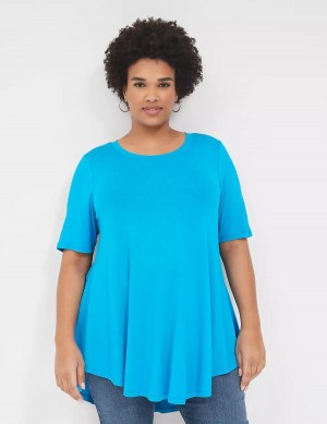 μπλουζακια γυναικεια Lane Bryant Max Swing Perfect Sleeve Crew-Neck Tee μπλε | WNJ349OS