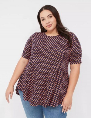 μπλουζακια γυναικεια Lane Bryant Max Swing Perfect Sleeve Crew-Neck Tee καφε | HEK7336DJ