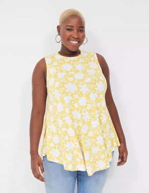 μπλουζακια γυναικεια Lane Bryant Max Swing Sleeveless High-Neck Tunic κίτρινα | UCL1483LR