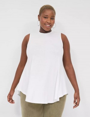 μπλουζακια γυναικεια Lane Bryant Max Swing Sleeveless High-Neck Tunic ασπρα | GER3353EA