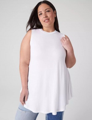 μπλουζακια γυναικεια Lane Bryant Max Swing Sleeveless High-Neck Tunic ασπρα | UOQ7391OR