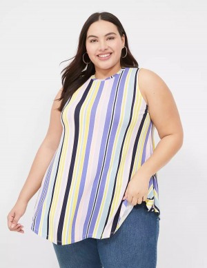 μπλουζακια γυναικεια Lane Bryant Max Swing Sleeveless High-Neck Tunic μωβ Πολύχρωμο | CHO8969WL