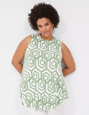 μπλουζακια γυναικεια Lane Bryant Max Swing Sleeveless High-Neck Tunic πρασινο | KIX765AI