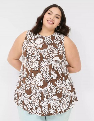 μπλουζακια γυναικεια Lane Bryant Max Swing Sleeveless High-Neck Tunic καφε | EHJ9629WA