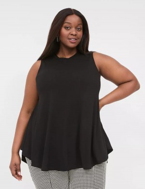 μπλουζακια γυναικεια Lane Bryant Max Swing Sleeveless High-Neck Tunic μαυρα | UNC2169GE